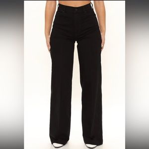 Black Classic High Waist Trouser Flare Jeans